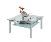 Homedreams Couchtisch Alcor - Glas/Metall - Klar & Satiniert/Verchromt