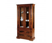 Elegance InLiving Vitrinenschrank Loca - Teilmassiv - Nussbaum Antik gebeizt & lackiert