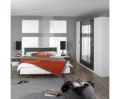 Rauch Schlafzimmer-Set Trevi (4-teilig) - Bett, Schrank & Nachtkommoden - Alpinweiß/Grau-metallic
