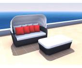Gartenfreunde Rattan Lounge Sunny Sonnen Set - Farbe: Schwarz