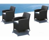 Gartenfreunde Rattan Sessel Linea Sessel Set - Farbe: Schwarz