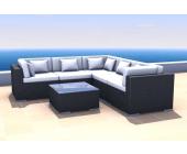 Gartenfreunde Rattan Lounge Espace Set 1a - 5 Sitze inkl. Kissen - Farbe: Schwarz