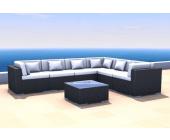 Gartenfreunde Rattan Lounge Espace Set 2a - 6 Sitze inkl. Kissen - Farbe: Dunkelbra