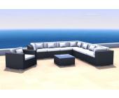 Gartenfreunde Rattan Lounge Espace Set 4a - 8 Sitze inkl. Kissen - Farbe: Dunkelbra