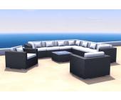 Gartenfreunde Rattan Lounge Espace Set 5a - 9 Sitze inkl. Kissen - Farbe: Dunkelbra