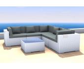 Gartenfreunde Rattan Lounge Espace Set E1 - 5 Sitze inkl. Kissen - Farbe: Cremeweiß