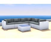 Gartenfreunde Rattan Lounge Espace Set E2 - 6 Sitze inkl. Kissen - Farbe: Cremeweiß