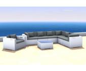 Gartenfreunde Rattan Lounge Espace Set E4 - 8 Sitze inkl. Kissen - Farbe: Cremeweiß