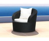 Gartenfreunde Rattan Sessel Rollo Sessel inkl. Kissen - Farbe: Schwarz