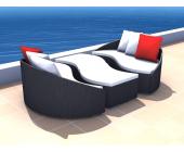 Gartenfreunde Rattan Lounge Balance Set - 6 Sitze inkl. Kissen - Farbe: Schwarz