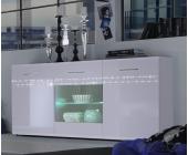 DeLife Sideboard Rubin 191x96 Weiss Hochglanz Kommode 3 Türen mit Beleuchtung