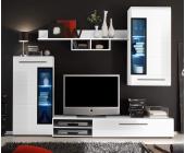 DeLife Wohnwand Clarissa 235cm Weiss Hochglanz Schrankwand mit Beleuchtung