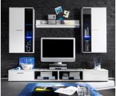 DeLife Wohnwand Charming 230 cm Weiss Anbauwand mit Beleuchtung