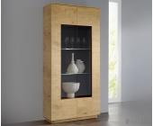 DeLife Vitrine Quinn 90x180 cm Wildeiche Optik Schrank mit Beleuchtung