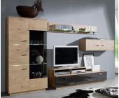 DeLife Wohnwand Quinn 330cm Wildeiche Optik Anbauwand mit Beleuchtung