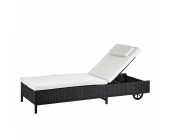 Fredriks Sonnenliege Monterrey inkl. Auflage - Polyrattan/Polyester - Schwarz/Hellgrau
