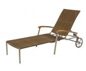 Siena Garden Malaga Rollenliege champagner / Geflecht mocca mit Teakarmlehnen