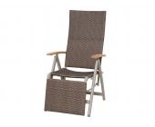 Siena Garden Malaga Relaxsessel champagner / Geflecht mocca mit Teakarmlehnen