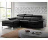 Kauf-Unique.de Ledersofa Ecksofa Mishima Schwarz - Ecke Links