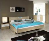 DeLife Schlafzimmer Verena Eiche Weiss Bett 180cm Schrank Kommode Nakos