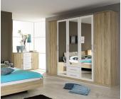 DeLife Kleiderschrank Verena 225x212 Sonoma Eiche Weiss Drehtürenschrank