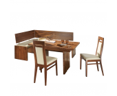 Franco Möbel Eckbankgruppe Luca (4-teilig) - Nussbaum teilmassiv/Kunstleder - Lackiert/Beige