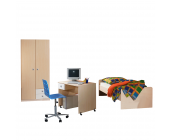 Star Möbel Jugendzimmer Komplett-Set Delta (3-teilig) - Ahorn Dekor/Weiß - Bett, Schreibtisch & Schrank