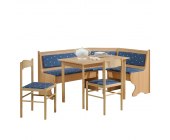 Rodario Eckbankgruppe Como (4-teilig) - Buche Dekor/Blau - Eckbank, zwei Stühle & Tisch