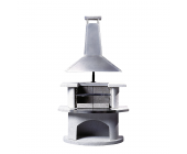 Buschbeck Grillkamin-Set Venedig - inkl. Schutzhaube - Stahlbeton/Metall - Weiß/Silber