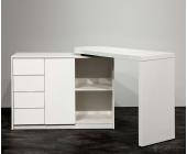 DeLife Schreibtisch Fionn Weiss Hochglanz Bürotisch mit Schrank