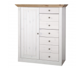 Montreux Highboard Lyngby - Kiefer massiv - Weiß/Gelaugt