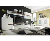 DeLife Wohnzimmer Lukas Weiss Walnuss Wohnwand Highboard mit Beleuchtung