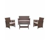 Siena Garden Garten-Loungemöbel Set Roma 4-teilig Polyrattan braun