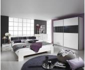 DeLife Schlafzimmer Mandy Weiss Bett Schwebetürenschrank 2 Nachtkonsolen