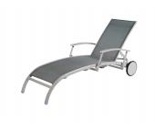 MBM Malaga Rollliege Aluminium - Textilene weiß / grau