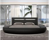 DeLife Rundbett Jerome 180x200cm Schwarz Polsterbett mit Beleuchtung