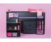 Manis-h Hochbett Buche mit Schreibtisch, Kommode und Lattenrost Manis-h