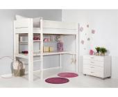 Thuka Hochbett weiß, mit Schreibtisch-Platte und Regal, Thuka Trendy