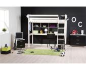Thuka Hochbett weiß, mit Schreibtisch- Platte und Regal, Thuka Trendy