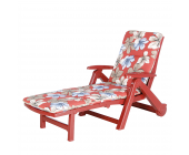 Best Freizeitmöbel Gartenliege Charleston (vollklappbar, -inkl. Auflage) - Kunsstoff/Textil - Bordeaux/Rot floral gemustert
