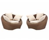 Kauf-Unique.de Polyrattan Gartensessel 2er-Set Whiteheaven - Caramel & Creme