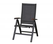Siena Garden Tacoma Klappsessel Alu-Gestell anthrazit, Ranotex®-Gewebe mixed-anthrazit, mit Teak-Armlehnen