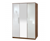 OAKland's Drehtürenschrank Claudine mit Spiegel (2- bis 4-türig) - Perlglanz Softwhite/Franz.Nussbaum (2-türig mit Schubladen)