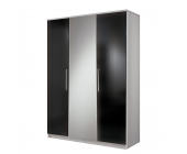OAKland's Drehtürenschrank Claudine mit Spiegel (2- bis 4-türig) - Perlglanz Black/Alpinweiss (2-türig)