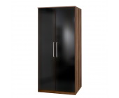 OAKland's Drehtürenschrank Claudine (2-türig) - Perlglanz Black/Franz.Nussbaum