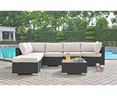 Kauf-Unique.de Polyrattan Lounge Sitzgruppe Salamanca (7-tlg.) - Anthrazit&Beige