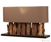 DeLife Stehlampe Eurin 80x62 cm Braun Holz Stehleuchte