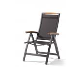Sieger CATENA Klappsessel Alu/Textilux/Teak eisengrau / grau