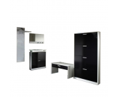 California Garderobe Merlin - verschiedene Sets - Weiß/Schwarz Hochglanz (3er-Set: Schuhschrank, Garderobe, Spiegel)