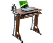 hjh OFFICE Schreibtisch / Computertisch SMART Walnuss / Silber mit Tastaturauszug